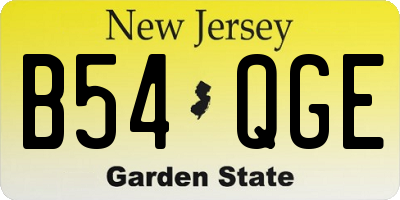 NJ license plate B54QGE