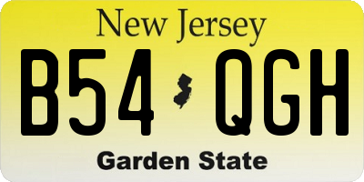 NJ license plate B54QGH