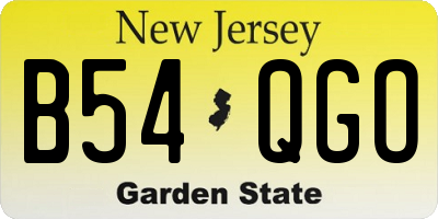 NJ license plate B54QGO