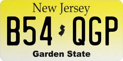 NJ license plate B54QGP