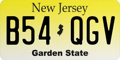NJ license plate B54QGV