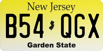 NJ license plate B54QGX