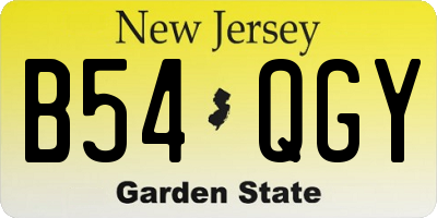NJ license plate B54QGY