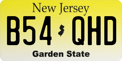 NJ license plate B54QHD