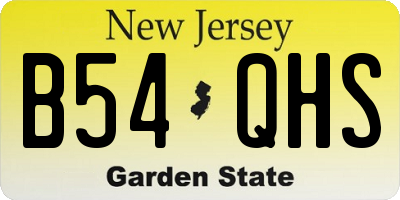 NJ license plate B54QHS