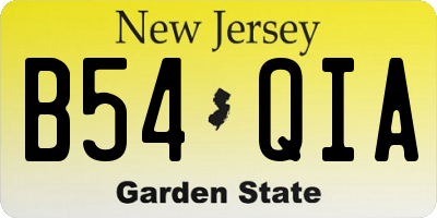 NJ license plate B54QIA