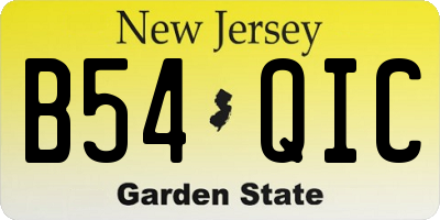 NJ license plate B54QIC