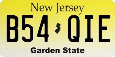 NJ license plate B54QIE
