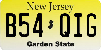 NJ license plate B54QIG