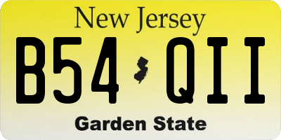NJ license plate B54QII