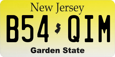 NJ license plate B54QIM