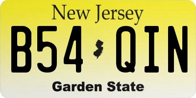 NJ license plate B54QIN