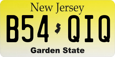 NJ license plate B54QIQ