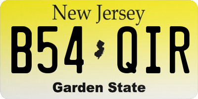 NJ license plate B54QIR