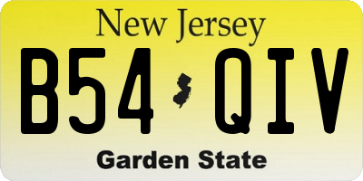 NJ license plate B54QIV