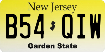 NJ license plate B54QIW