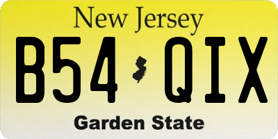 NJ license plate B54QIX