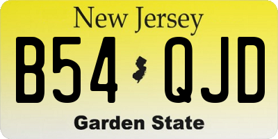 NJ license plate B54QJD