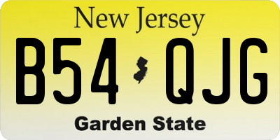 NJ license plate B54QJG