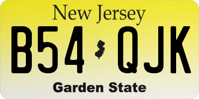 NJ license plate B54QJK