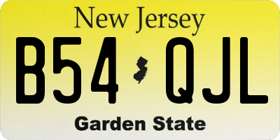 NJ license plate B54QJL