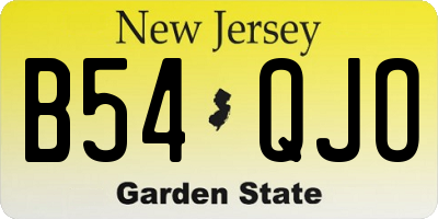 NJ license plate B54QJO