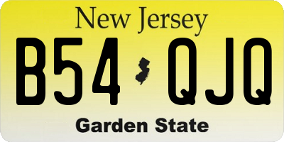NJ license plate B54QJQ
