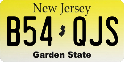 NJ license plate B54QJS