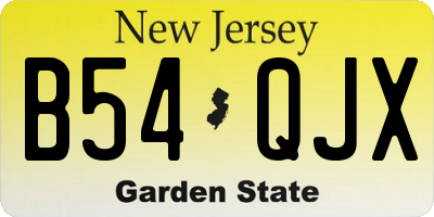 NJ license plate B54QJX