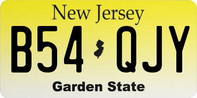 NJ license plate B54QJY