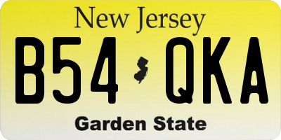 NJ license plate B54QKA