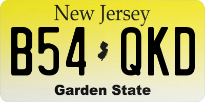 NJ license plate B54QKD
