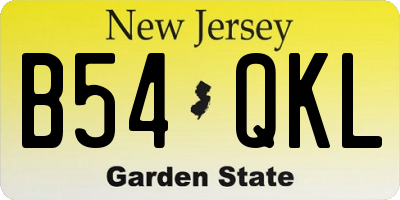 NJ license plate B54QKL