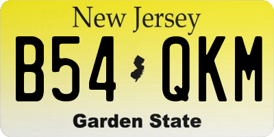 NJ license plate B54QKM
