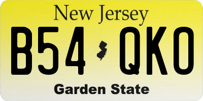 NJ license plate B54QKO