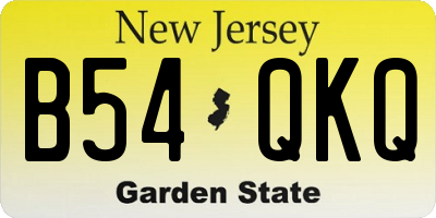 NJ license plate B54QKQ