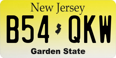 NJ license plate B54QKW