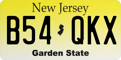 NJ license plate B54QKX