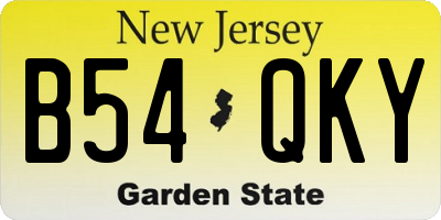 NJ license plate B54QKY