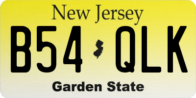 NJ license plate B54QLK