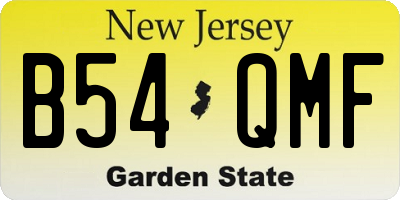 NJ license plate B54QMF