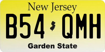 NJ license plate B54QMH