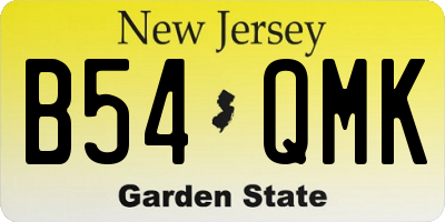 NJ license plate B54QMK