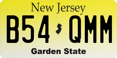 NJ license plate B54QMM