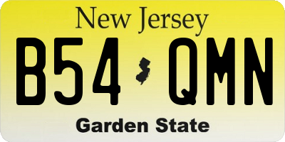 NJ license plate B54QMN