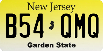 NJ license plate B54QMQ
