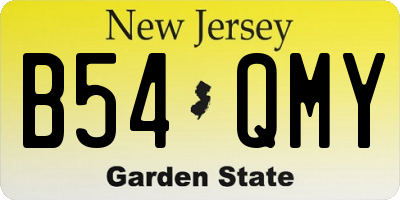 NJ license plate B54QMY