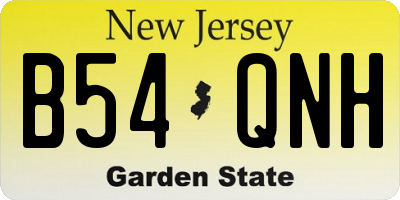 NJ license plate B54QNH