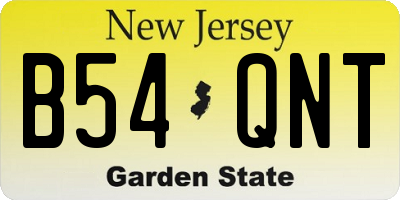 NJ license plate B54QNT