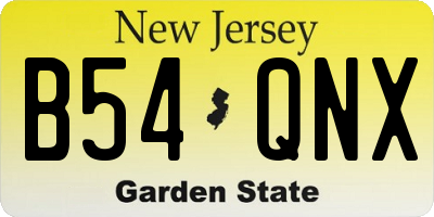 NJ license plate B54QNX